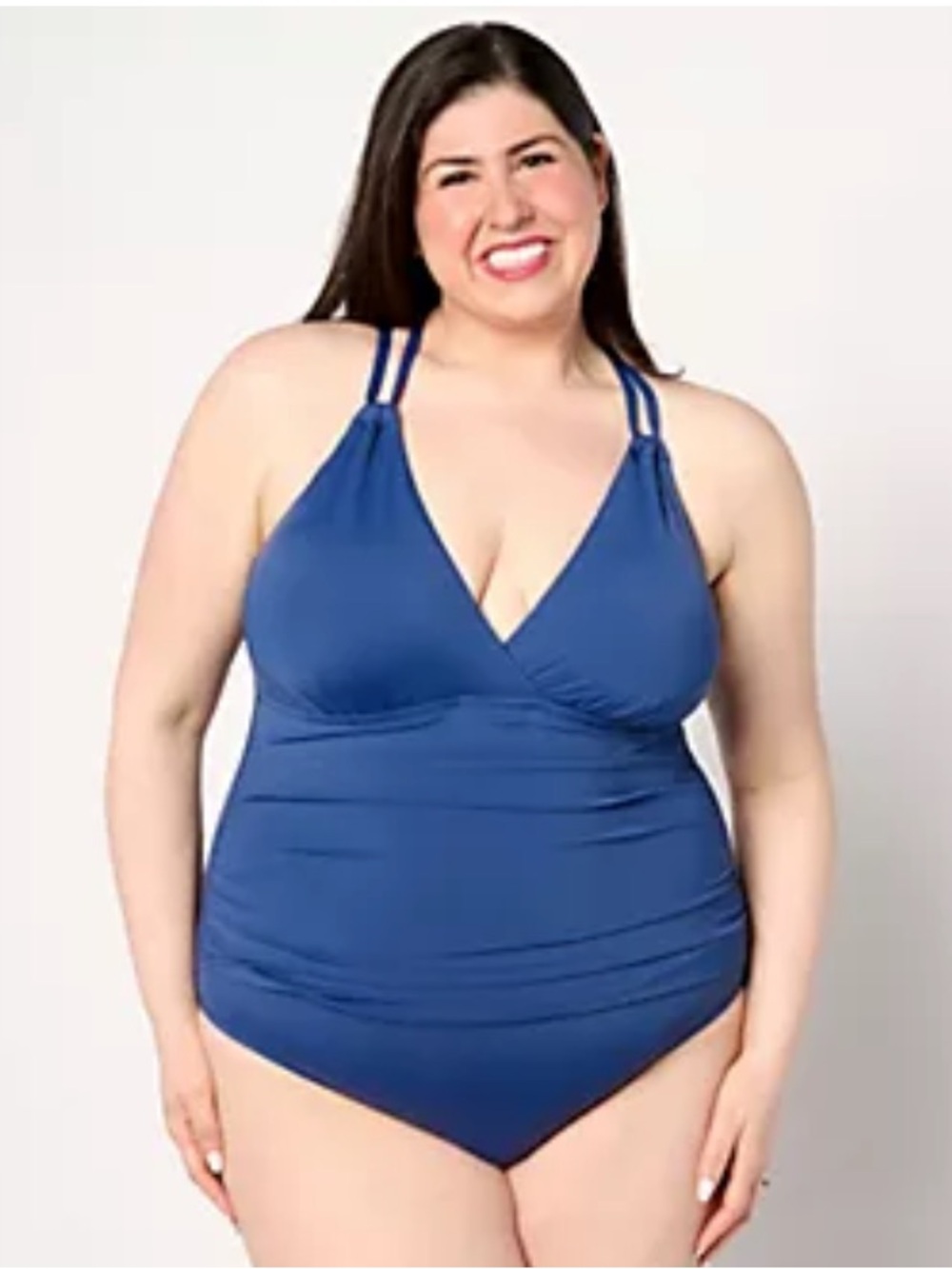 Jantzen Women's Swimsuit Sz 16 Surplice Neck Strappy Back -Piece Blue A642646